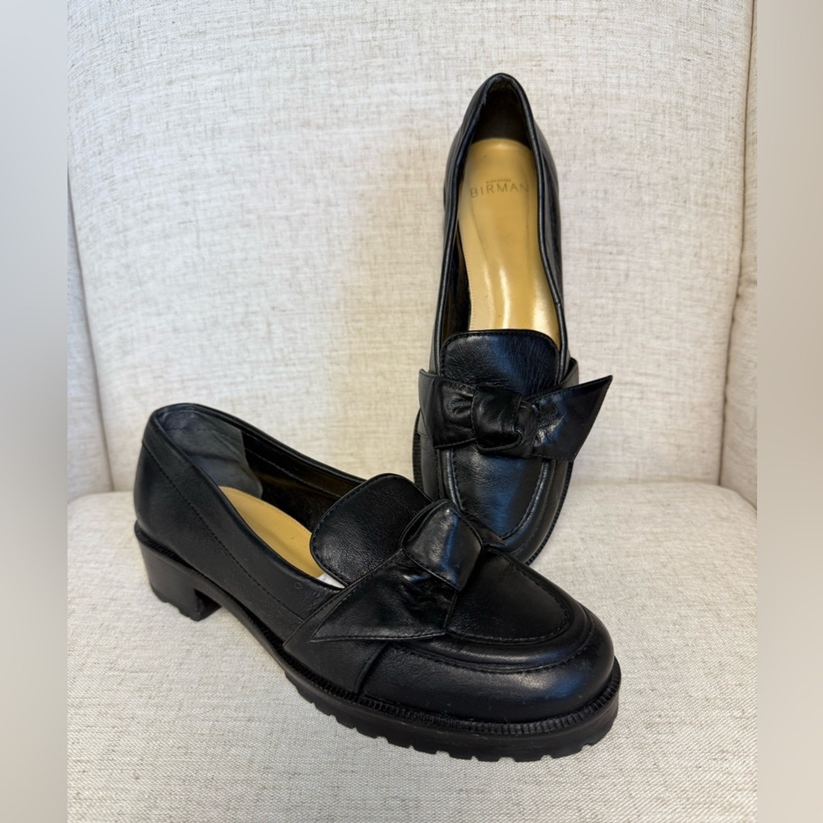 Alexandre Birman Maxi Clarita Bow Leather Loafers Black Women’s 37 Us 6.5 Shoes
